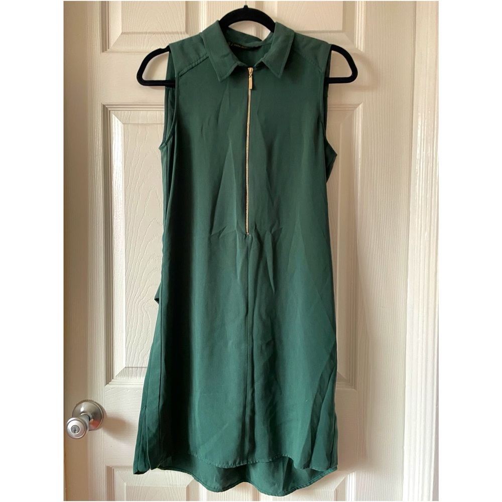 Zara green zip polo dress with back detail